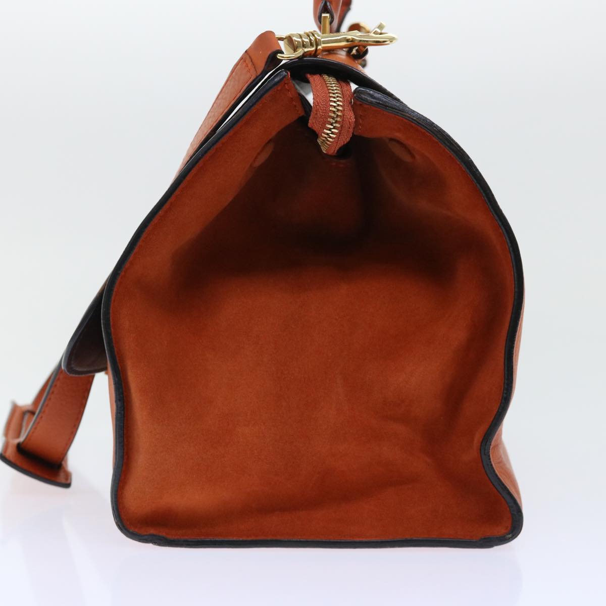 Luxury CELINE Shoulder Bag Leather 2way Orange 7869
