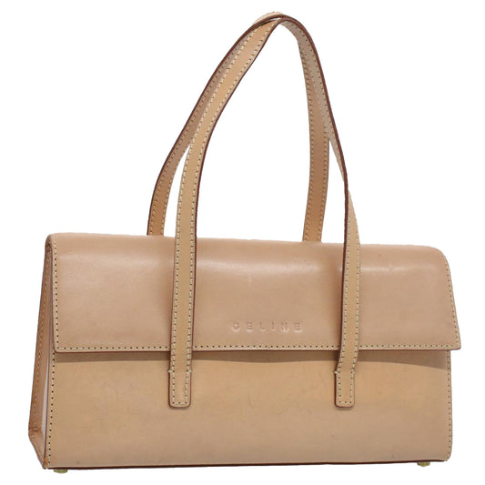 Luxury CELINE Shoulder Bag Leather Beige 7986