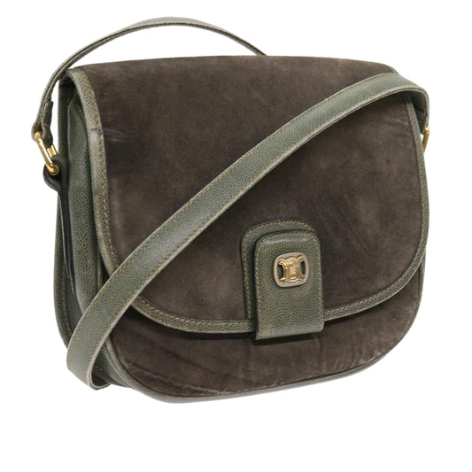 Luxury CELINE Shoulder Bag Suede Gray 8616