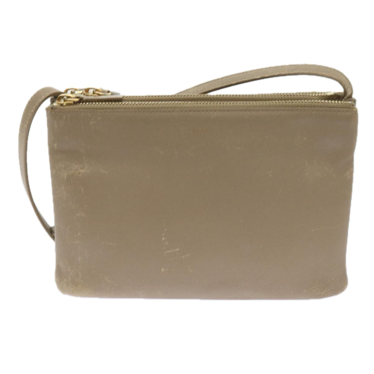 Luxury CELINE TRIO SMALL Shoulder Bag Leather Beige 8890