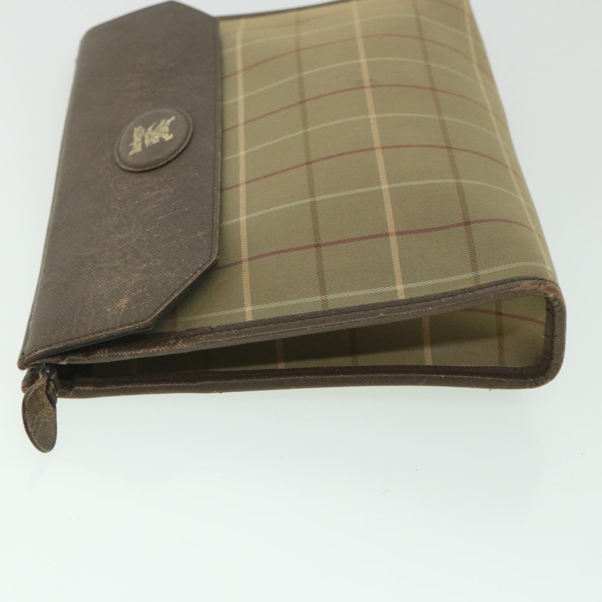 BURBERRYSs Nova Check Clutch Bag Nylon Canvas Brown Auth bs9092