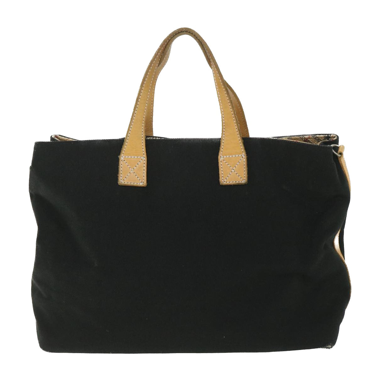 BURBERRYSs Blue Label Tote Bag Canvas Black Auth bs9105