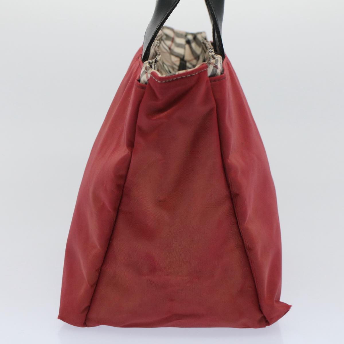 Burberry Nova Check Blue Label Tote Bag Nylon Red Auth bs9767