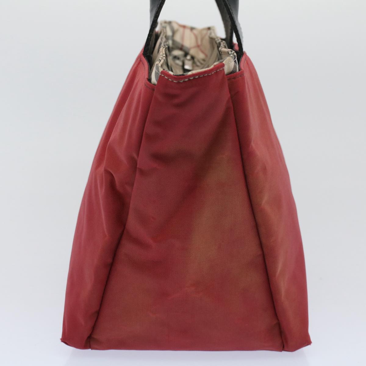 Burberry Nova Check Blue Label Tote Bag Nylon Red Auth bs9767