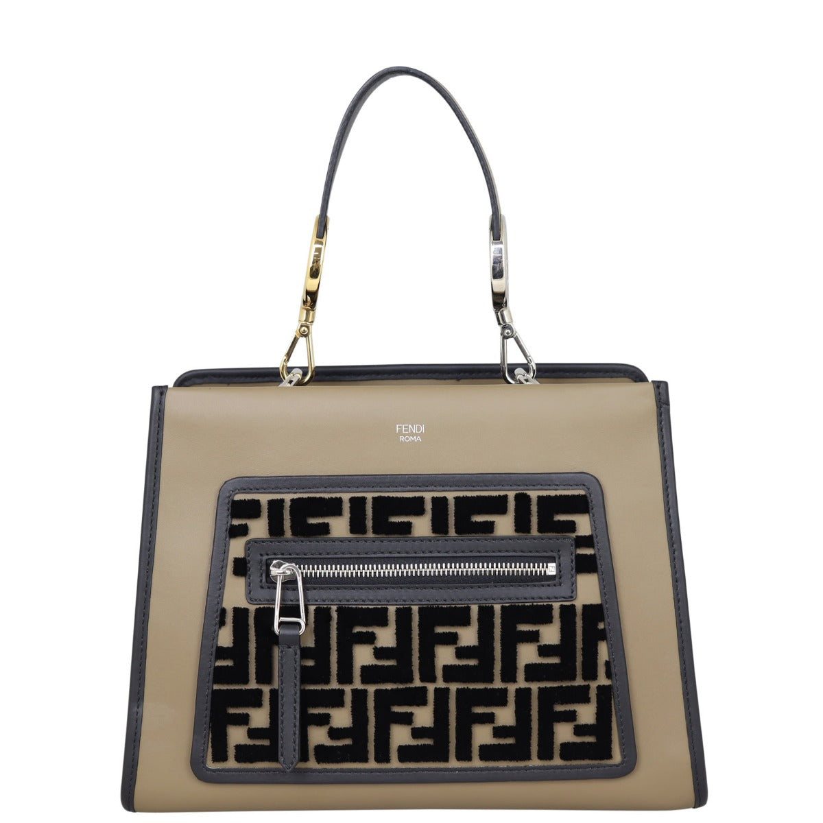 Fendi Runaway Flocked Leather Tote Small