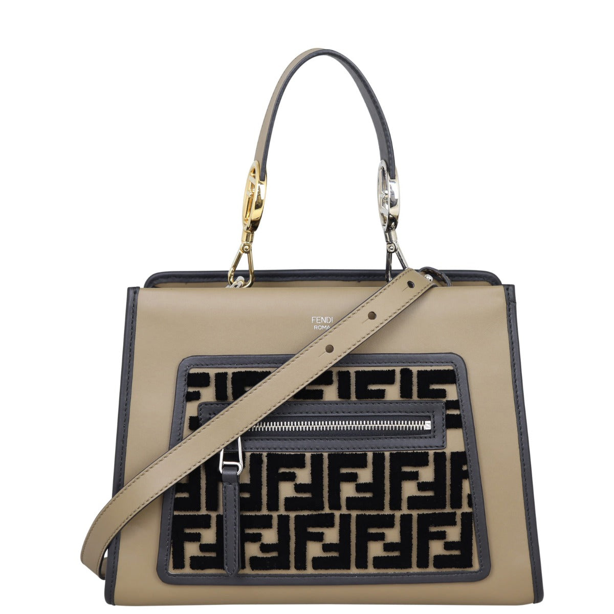 Fendi Runaway Flocked Leather Tote Small