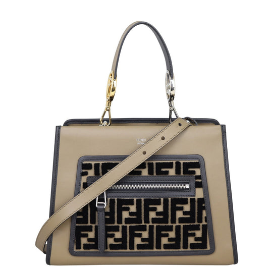 Fendi Runaway Flocked Leather Tote Small
