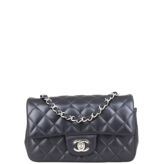 Chanel Classic Flap Mini Rectangular Bag | Black Lambskin SHW