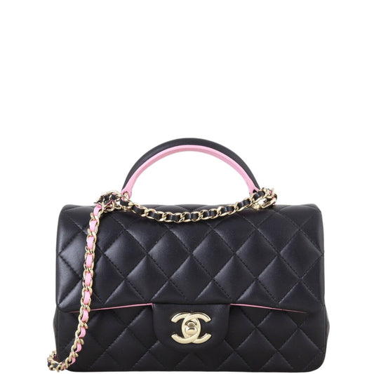 Chanel Classic Flap Mini Rectangular Top Handle Bag Lambskin