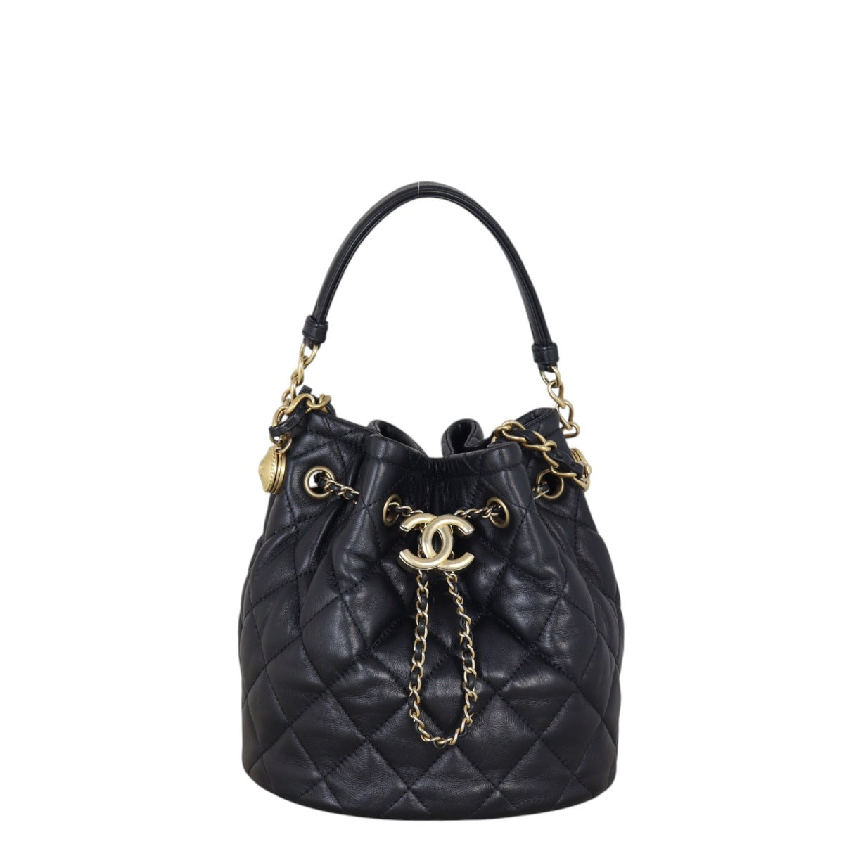 Chanel Quilted CC Drawstring Bucket Bag