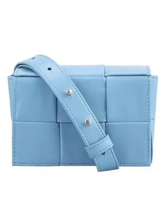 Luxury Bottega Veneta Cassette Small Leather Cross Bag Blue