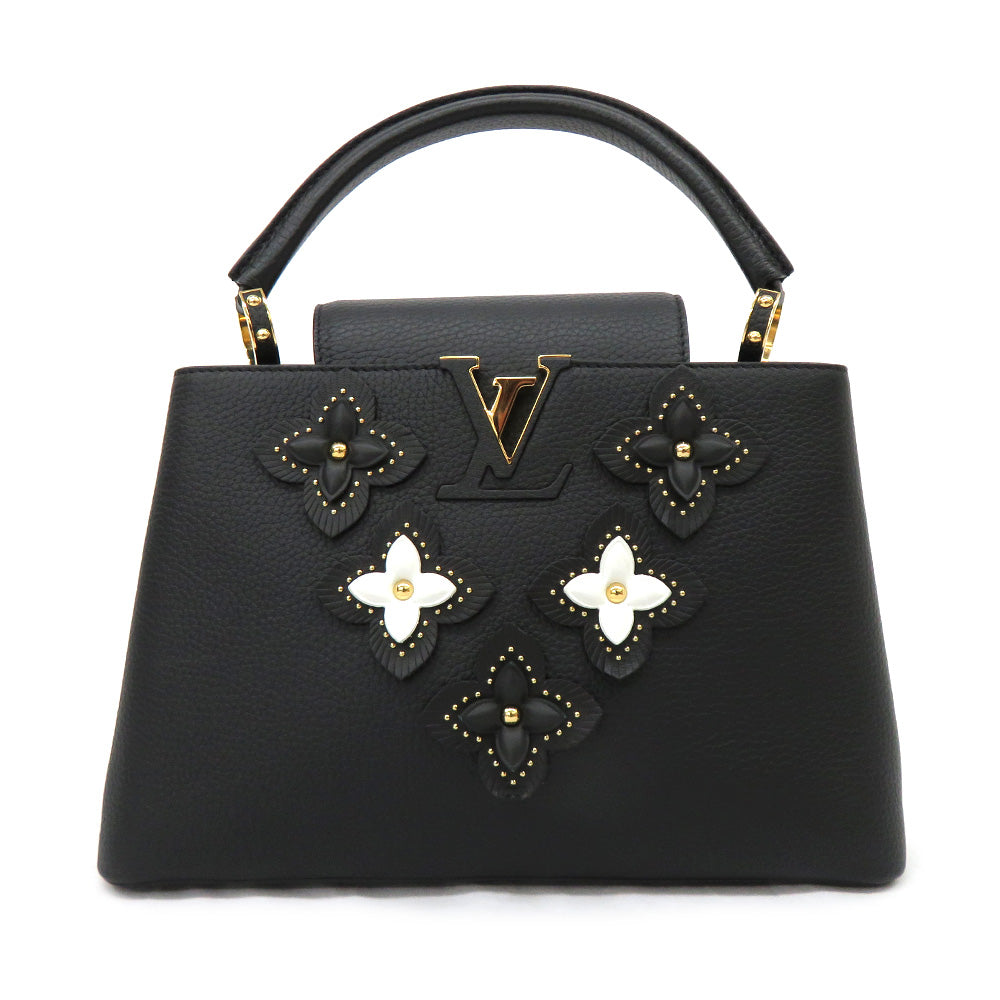 Louis Vuitton Capsine PM M53850 Flower Tinsel Handbag 2WAY Shoulder Bag Noir Black Leather G Quality Wood