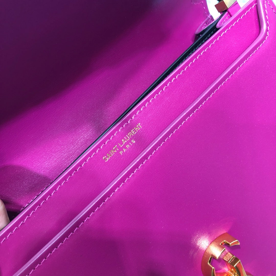Yves Saint Laurent Cassandra Medium Chain Bag Dark Pink.7in/