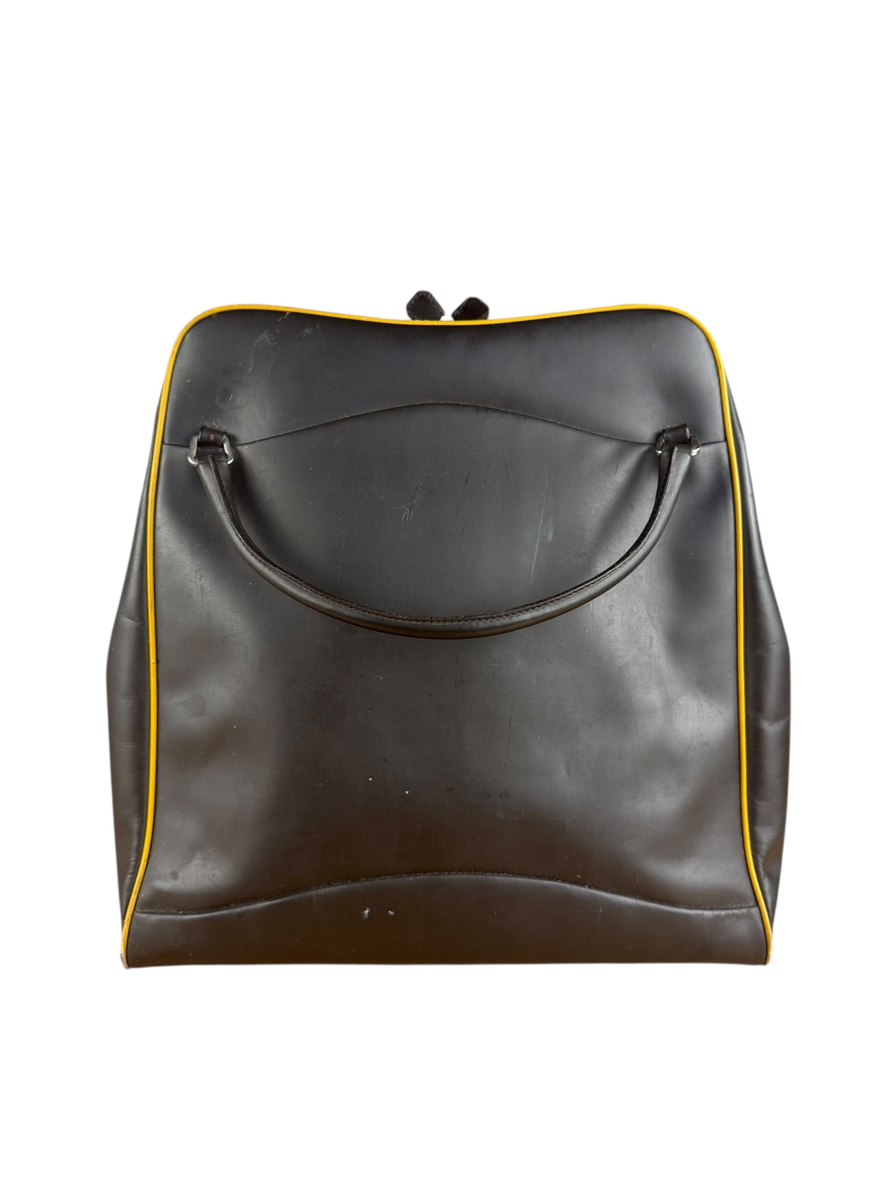 Prada Dark Brown Leather Top Handle Bag