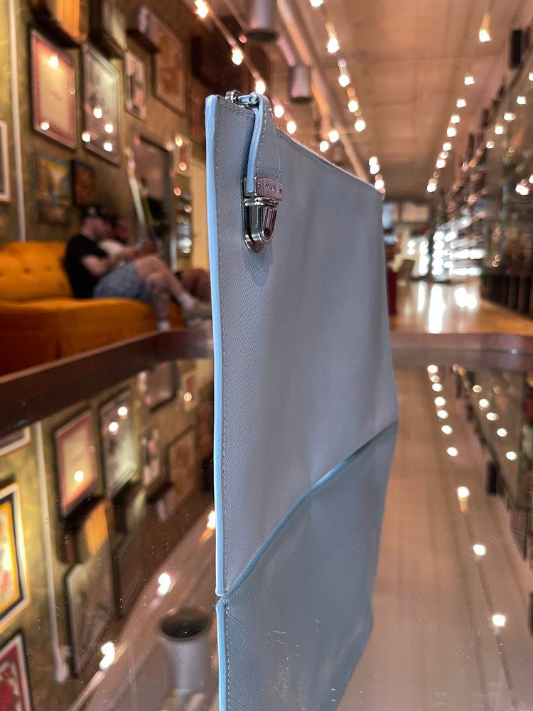 Prada Saffiano Leather Grey Clutch Bag