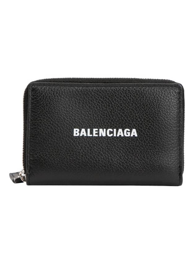 Luxury Balenciaga Trending 2025 Logo Zip Around Half Wallet Black