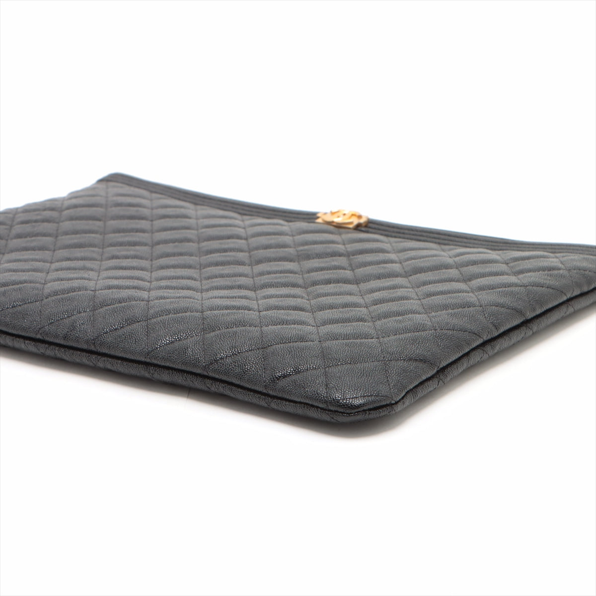 Chanel Boy Chanel Caviar S Clutch Bag Black Gold 25th