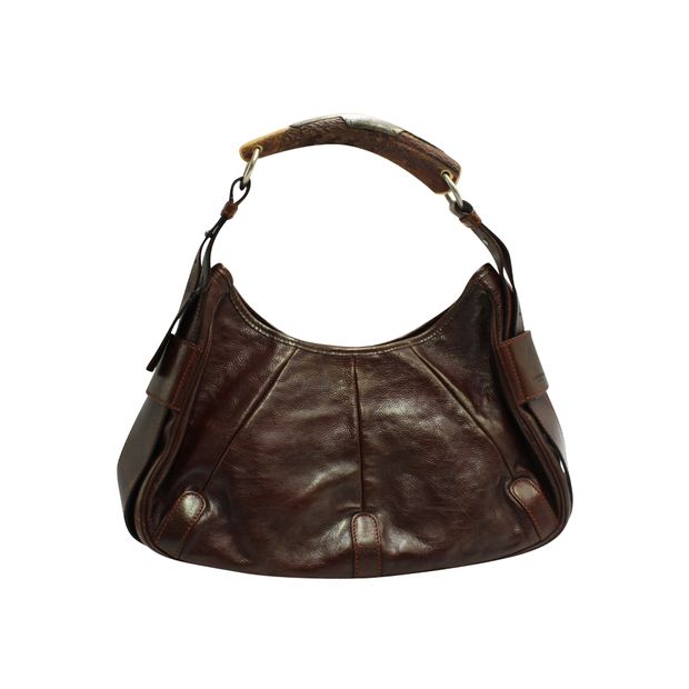 Yves Saint Laurent YSL Brown Bag - Wooden Top Handle