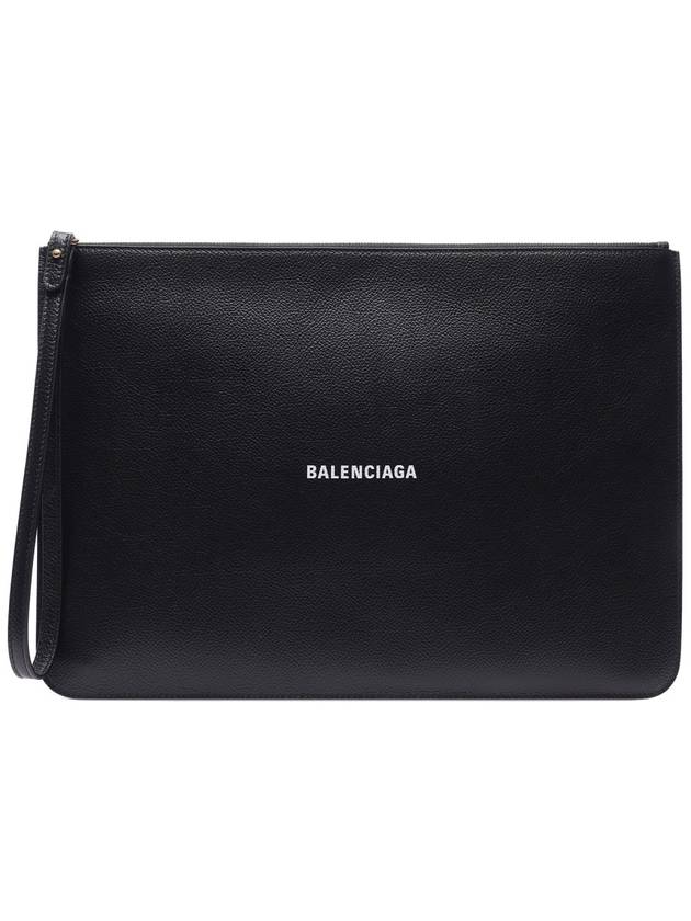 Luxury Balenciaga Trending 2026 Logo Strap Cash Large Clutch Bag Black
