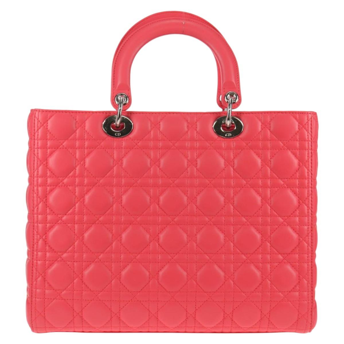 Christian Dior Lady Dior Bag Leather Pink Leather Bag ()