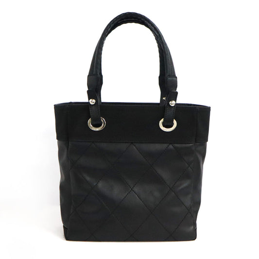 CHANEL CHANEL PARIBIARITZ TOTO PM A34208 Black Silver G Leather 14th Handbag Black Bag