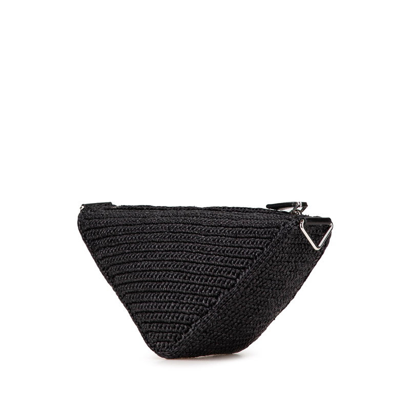 Prada Triangle Crochet Raffia Shoulder Bag