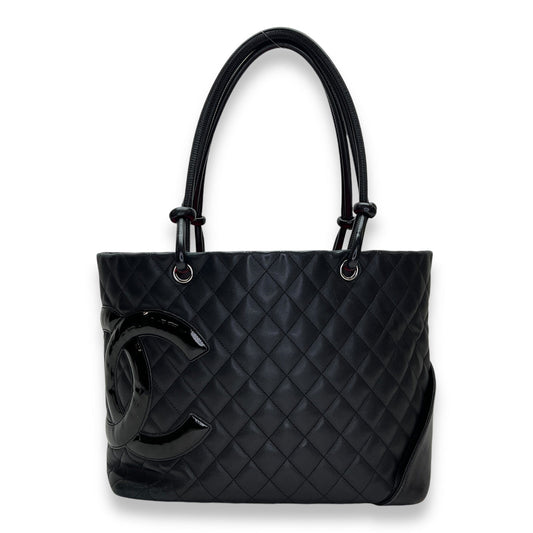 Chanel Cambon Tote Bag Black in Lambskin , Silver Hardware S2408-000529CH