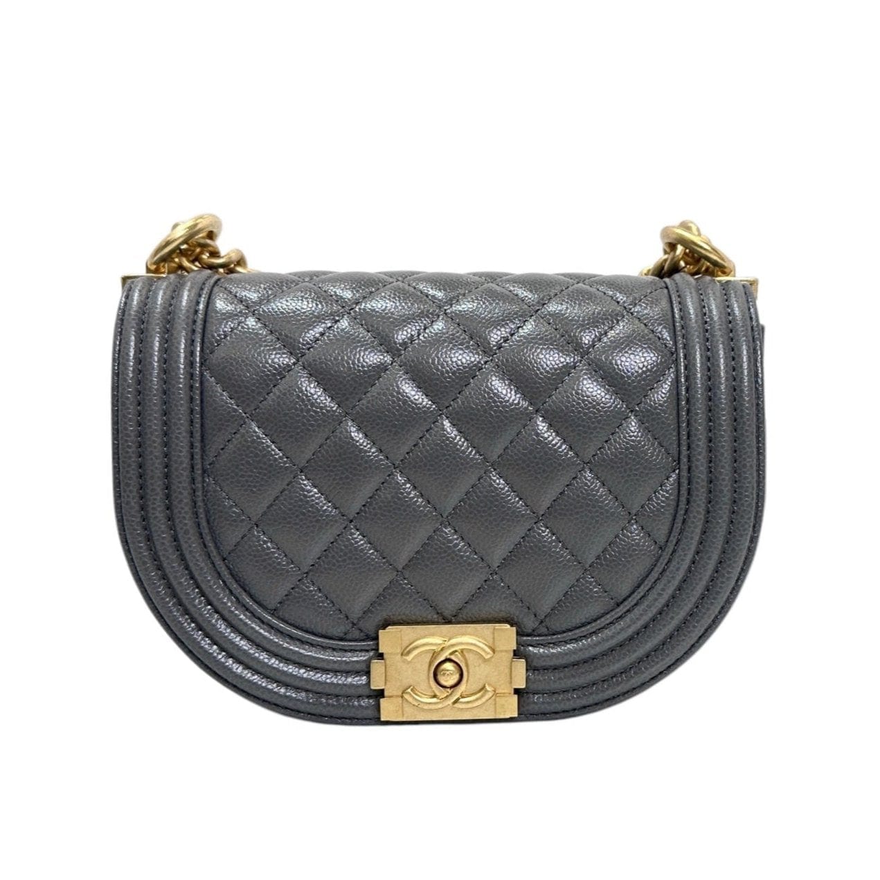CHANEL BOY SADDLE BAG IN GREY CAVIAR 122419A12