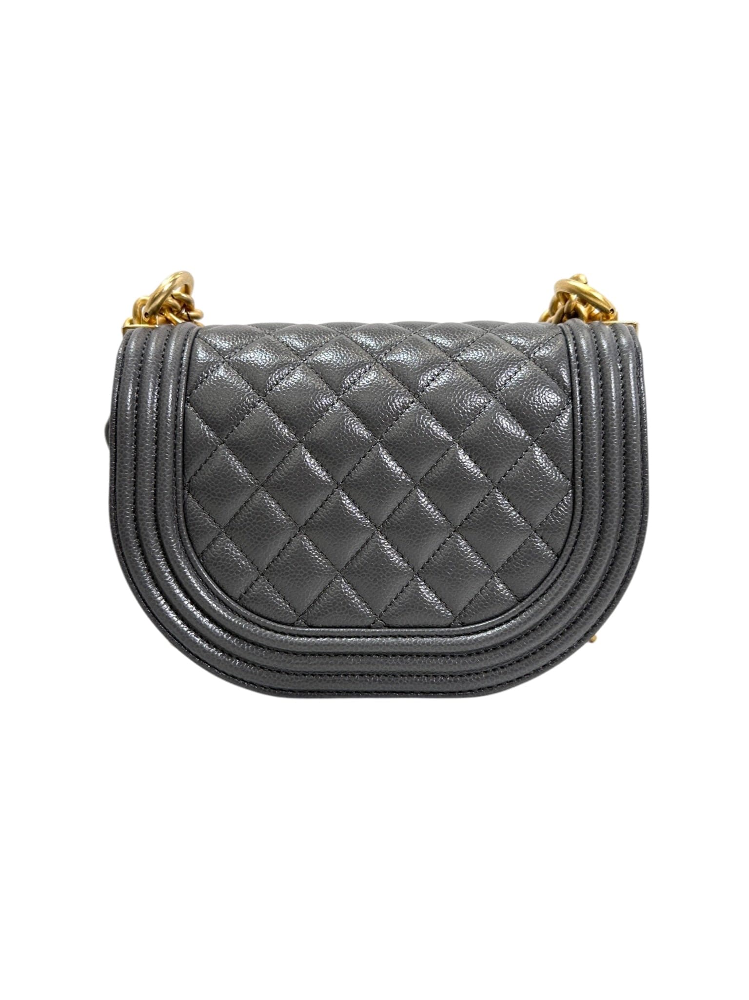 CHANEL BOY SADDLE BAG IN GREY CAVIAR 122419A12