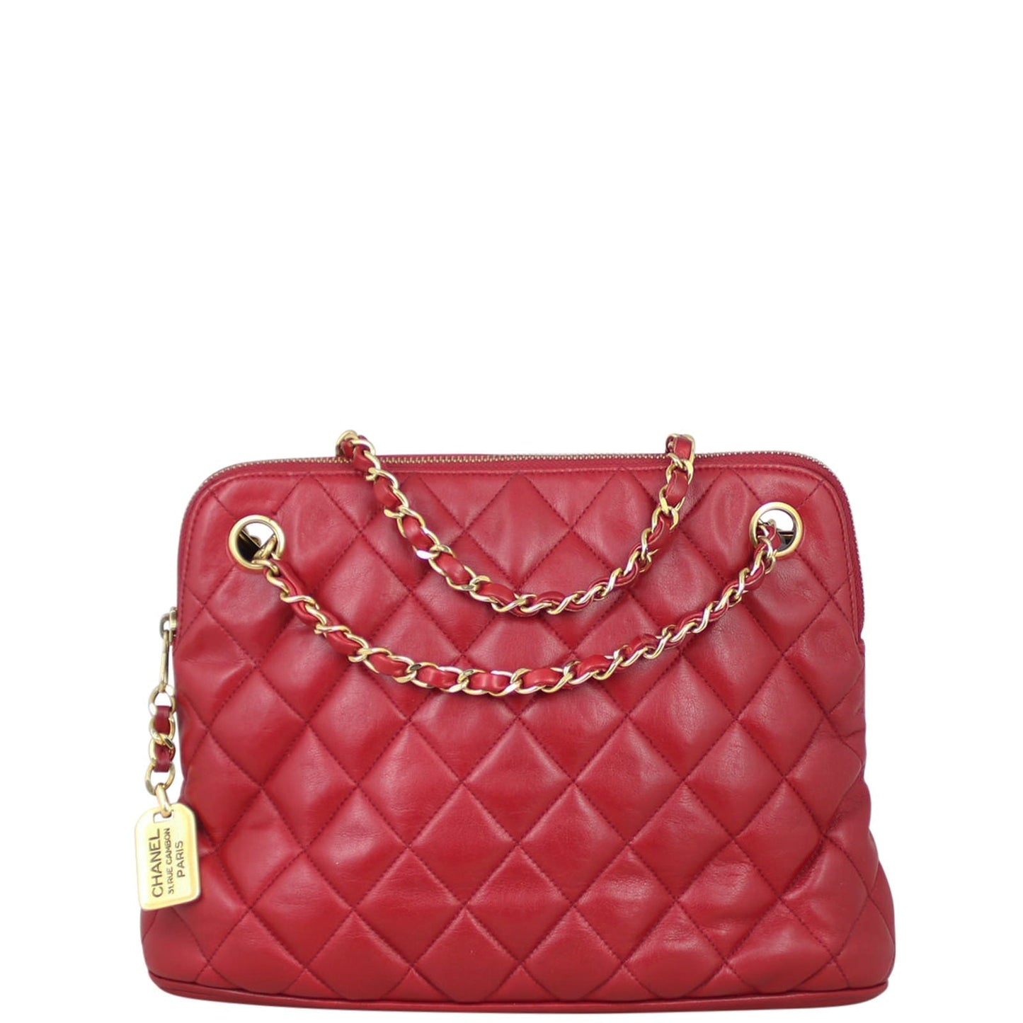 Chanel CC Quilted Tote Bag | Deep Red