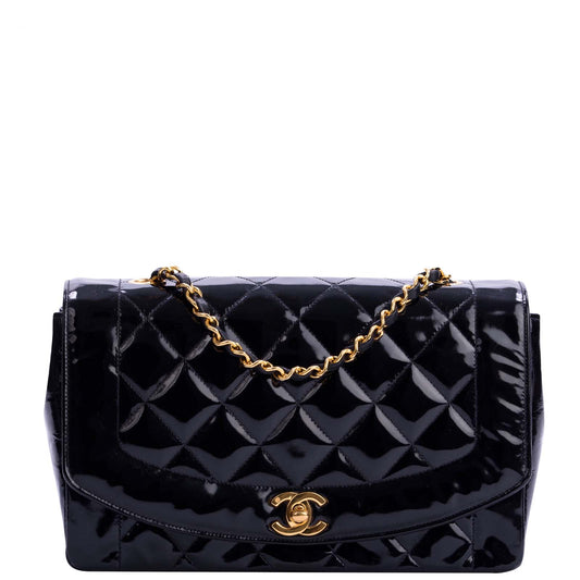 Chanel Quilted Diana Patent Flap Bag | Black GHW