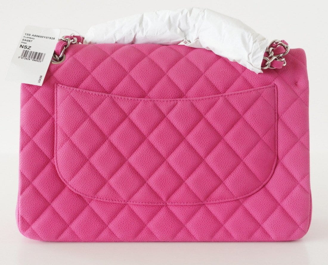 Chanel Bag Jumbo Double Flap Quilted Hot Pink Fuchsia Sueded Caviar new