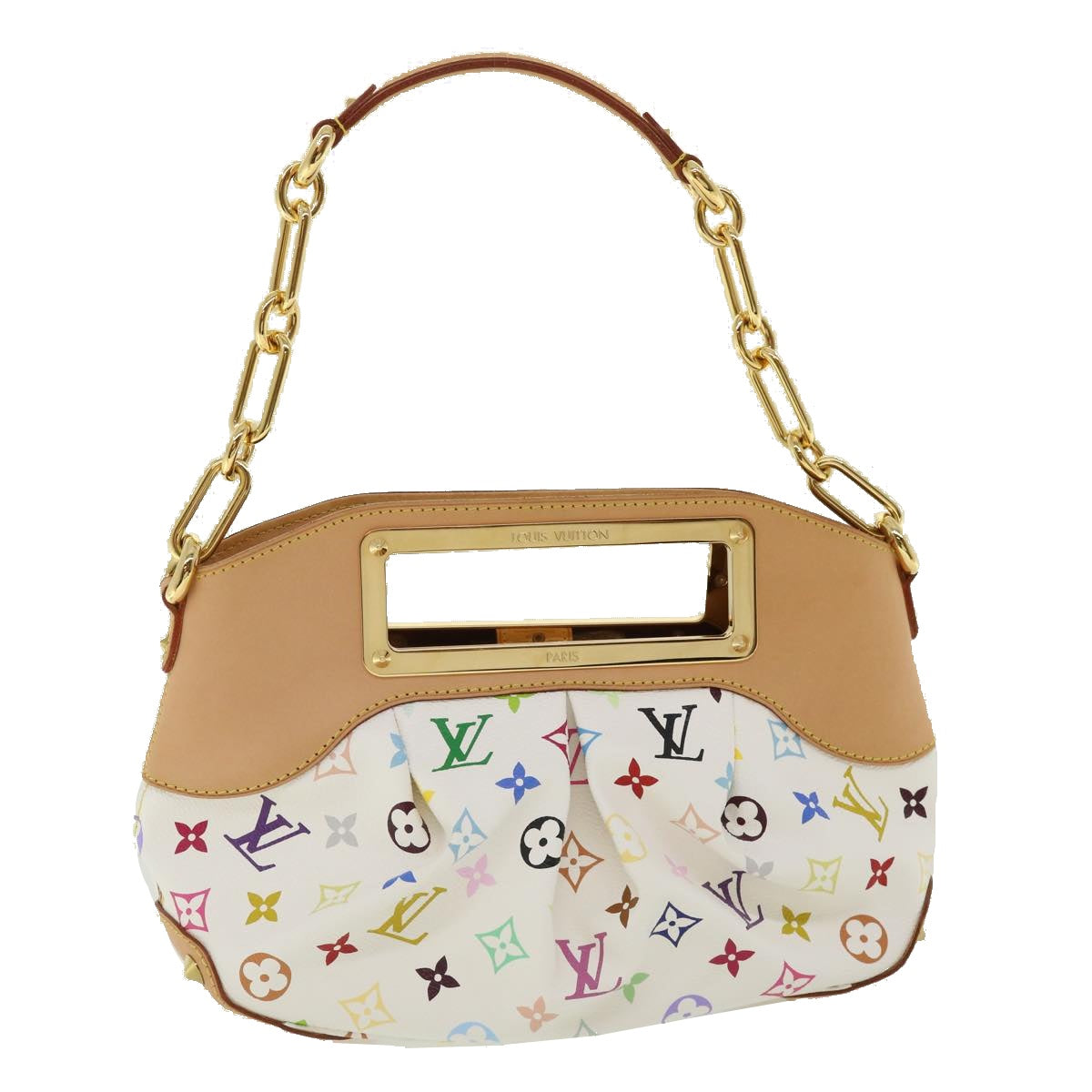 LOUIS VUITTON Multicolor Chain Judy PM Shoulder Bag White M40257 LV Auth cl213