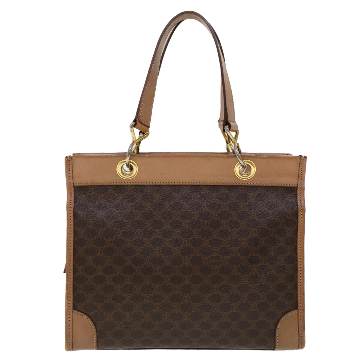 Luxury CELINE Macadam Canvas Hand Bag PVC Leather Brown cl579