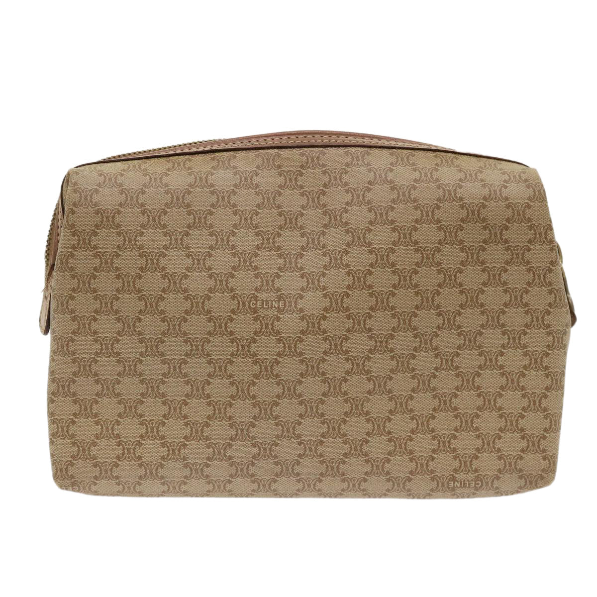 Luxury CELINE Macadam Canvas Clutch Bag PVC Leather Beige cl641