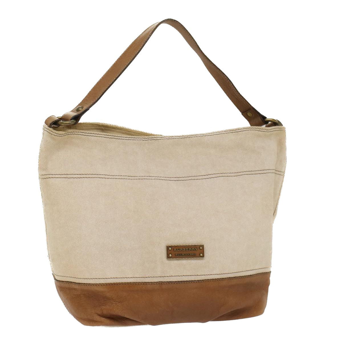 Burberry Blue Label Shoulder Bag Canvas Beige Auth cl702