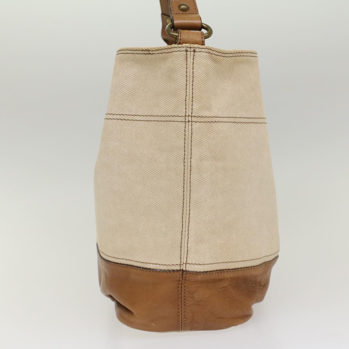 Burberry Blue Label Shoulder Bag Canvas Beige Auth cl702