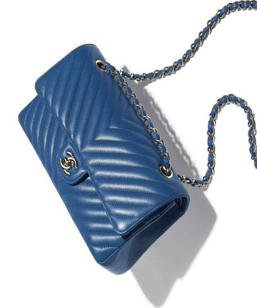 Chanel Classic Clutch With Chain  CWC Caviar Blue SiLouis Vuittoner-Toned