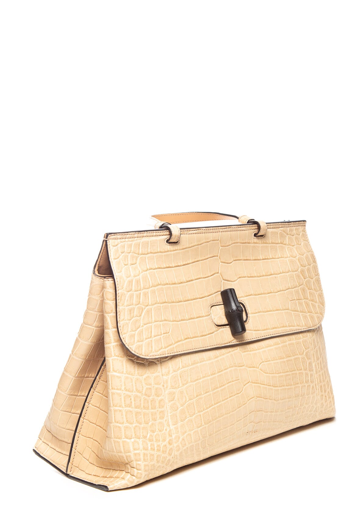 Gucci Crocodile Tan Bamboo Daily Medium Shoulder Bag