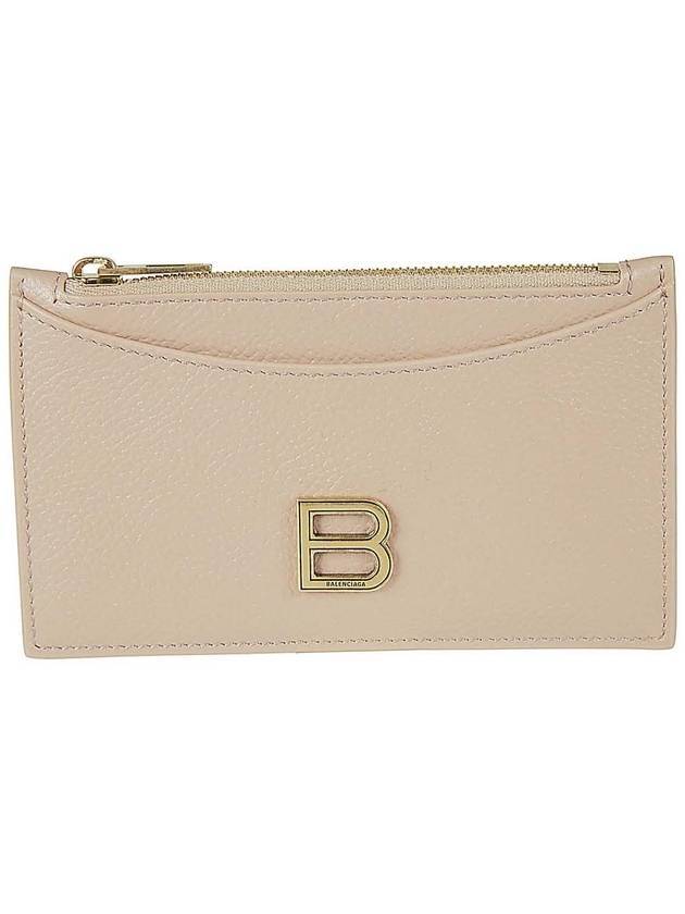 Luxury Balenciaga Trending 2025 Hourglass Gold B Logo Zipper Long Card Wallet Beige