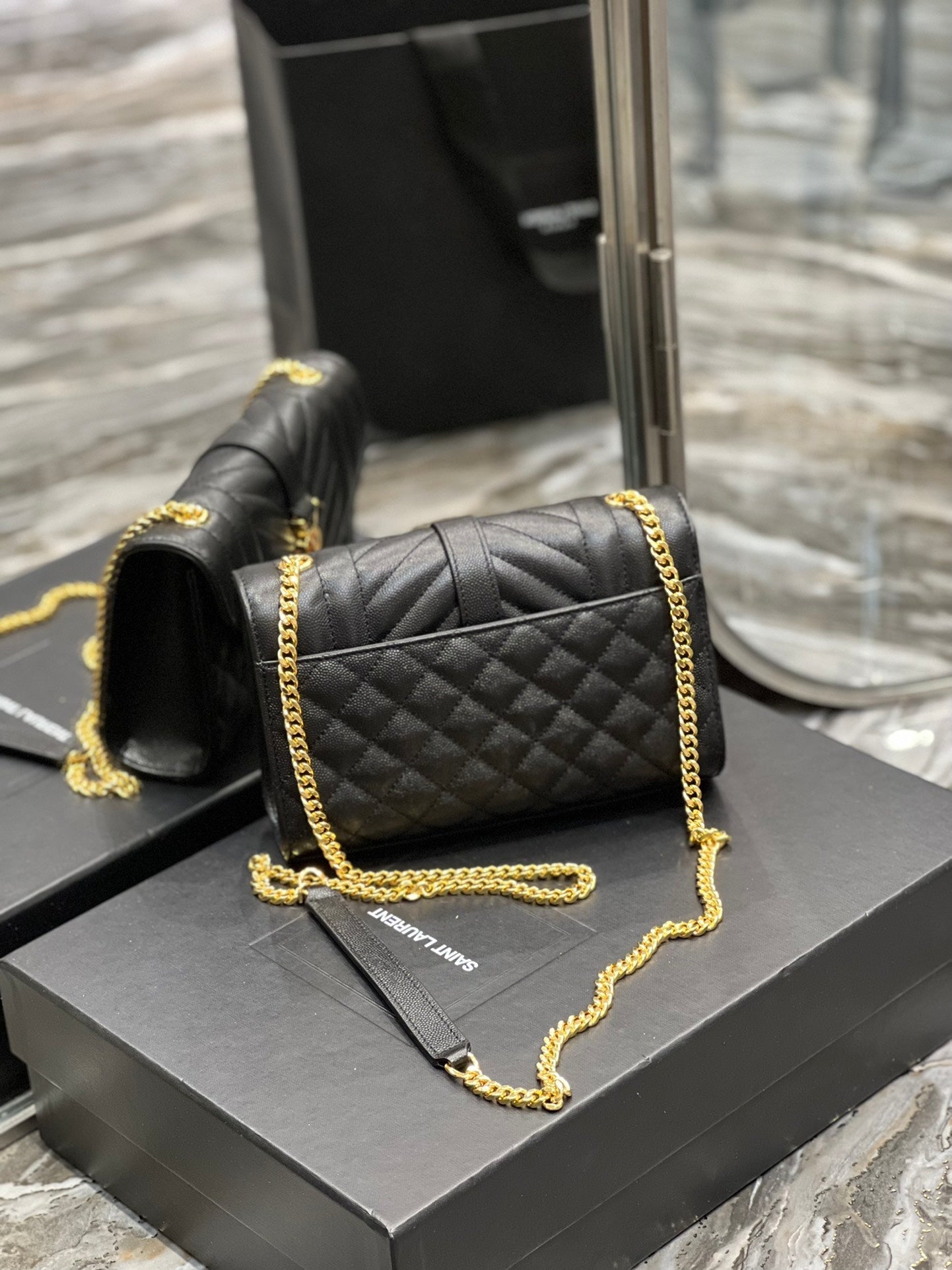 Yves Saint Laurent Small Bag Black In Mix Matelasse