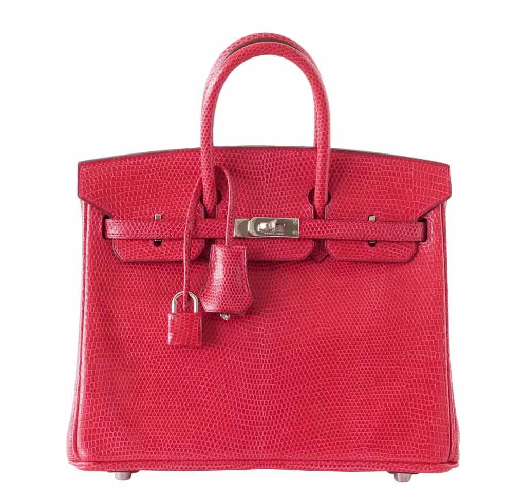 HermesBirkin 25 Rouge Exotic Lizard Bag
