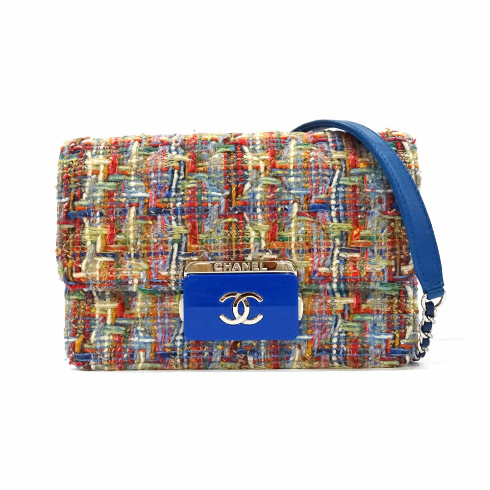 Chanel Chain Shoulder Bag Flap Tweed Effect Twid 24