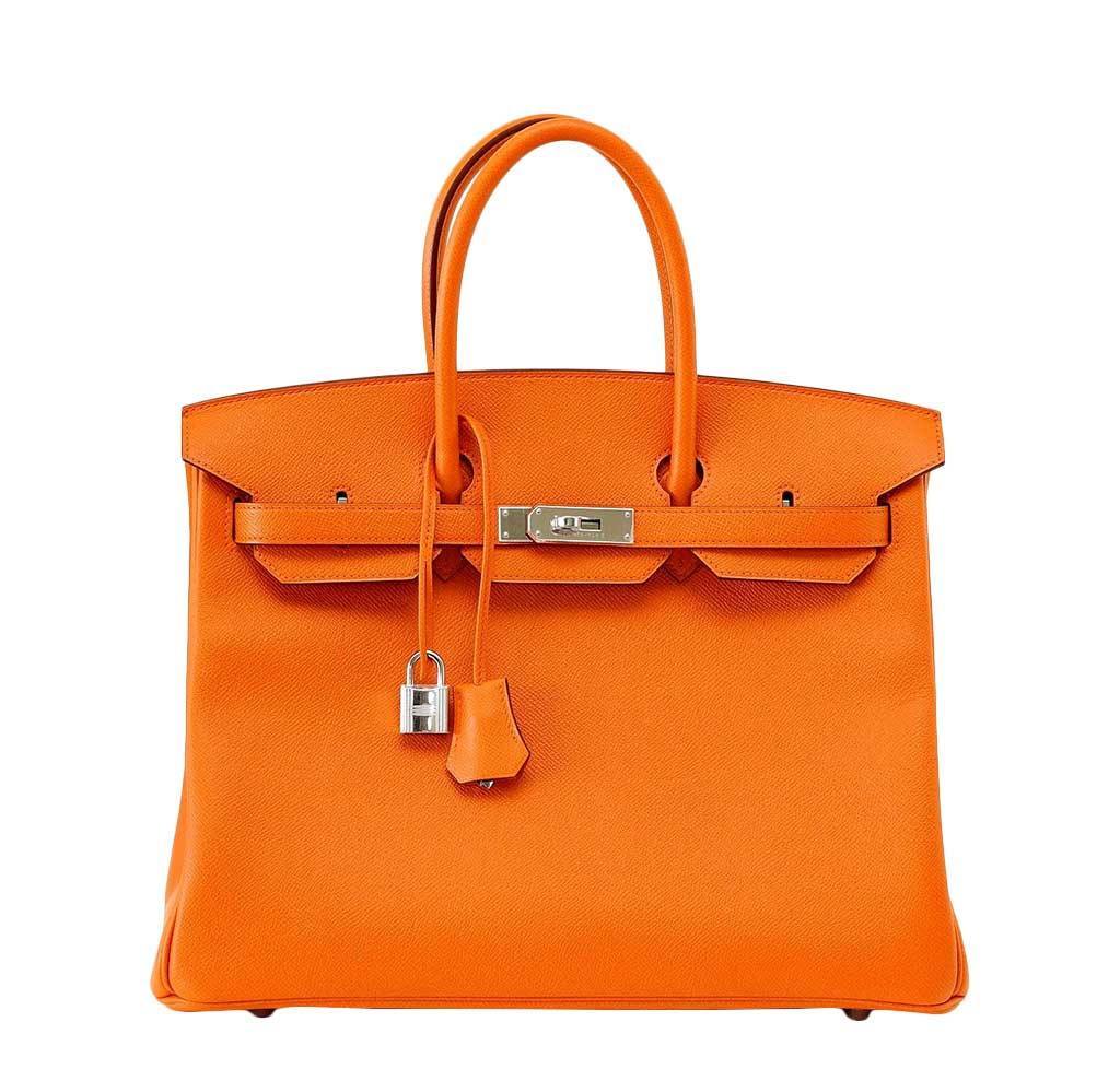 HermesBirkin 35 H Orange Bag Epsom PHW