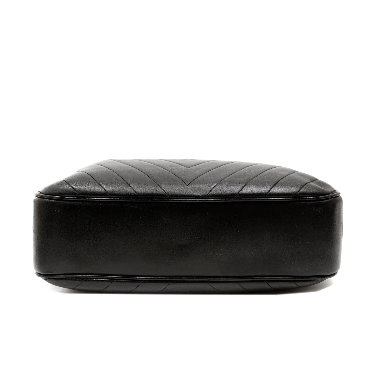 Chanel Black Chevron Leather Day Bag