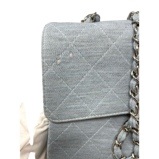 CHANEL Chanel Timeless Blue Jersey Shoulder Bag - Blue