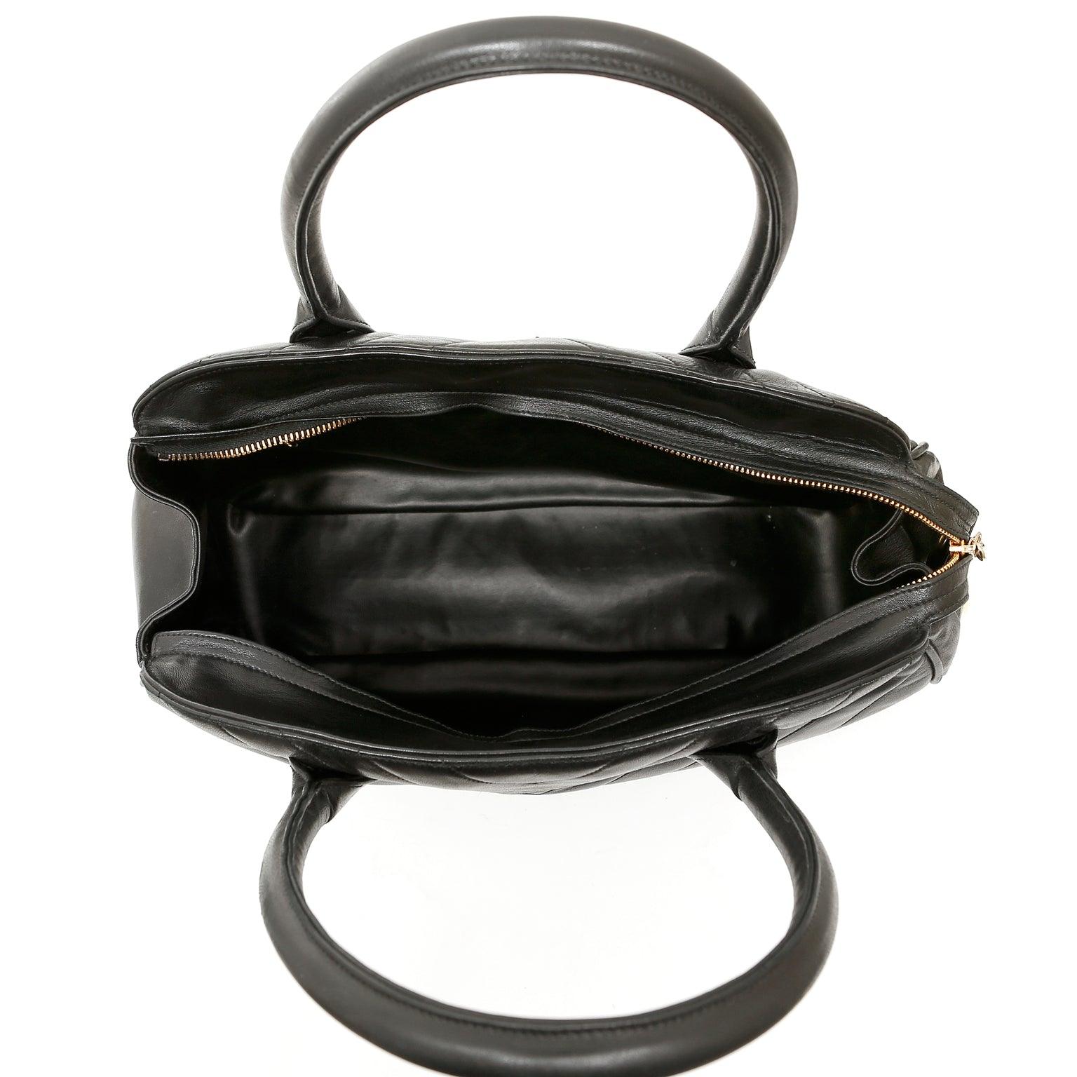Chanel Black Chevron Leather Day Bag