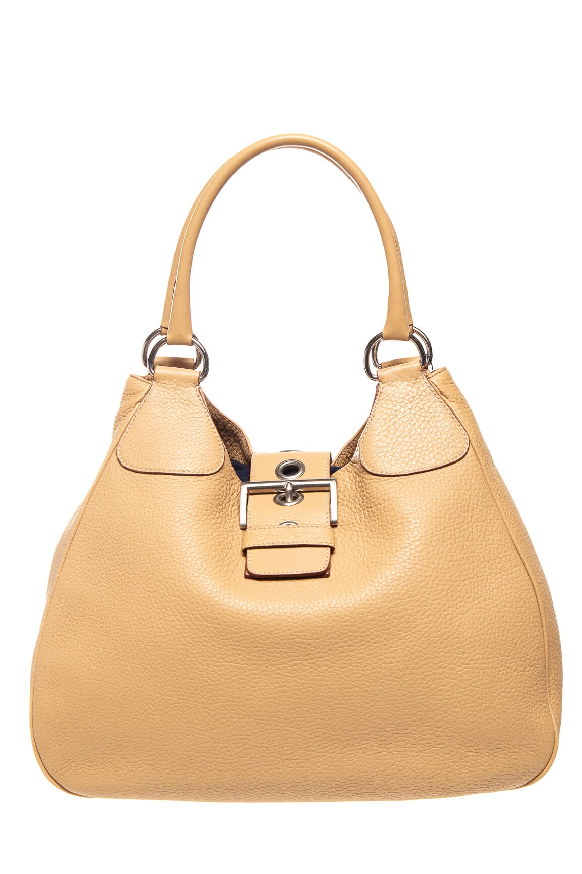 Prada Tan Leather Buckle Strap Shoulder Bag