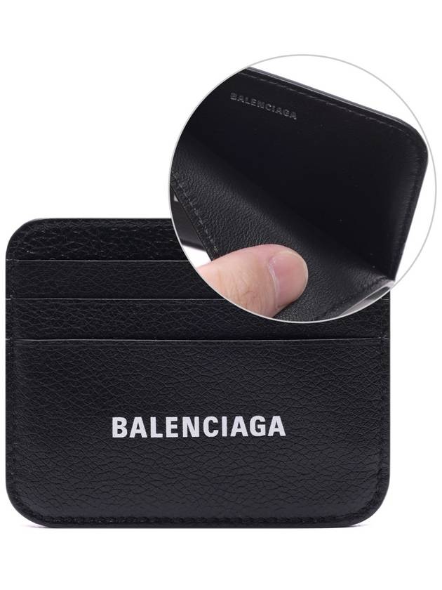 Luxury Balenciaga Trending 2025 White Logo 3-Fold Card Wallet Black