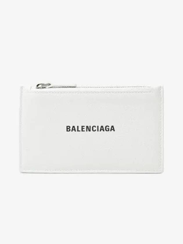 Luxury Balenciaga Trending 2025 Logo Print Zipper Card Wallet White